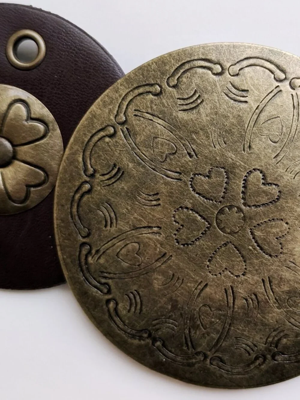 Vintage Boho Leather Brass Medallion Disc Belt